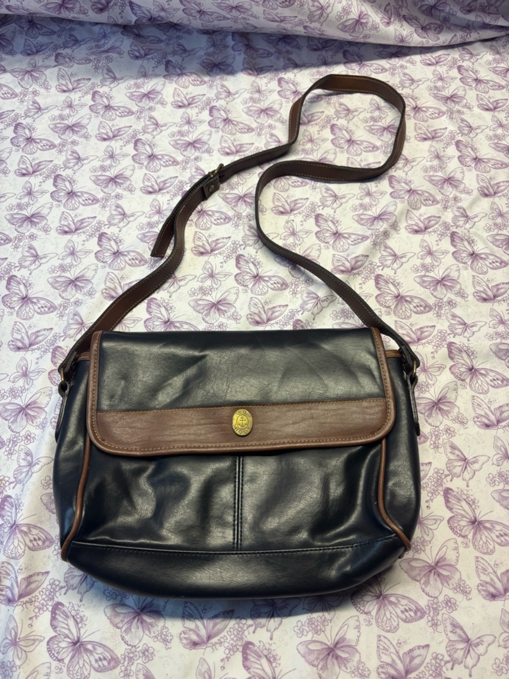 🌀Classic Two-Tone Leather Crossbody Bag - Black and Brown